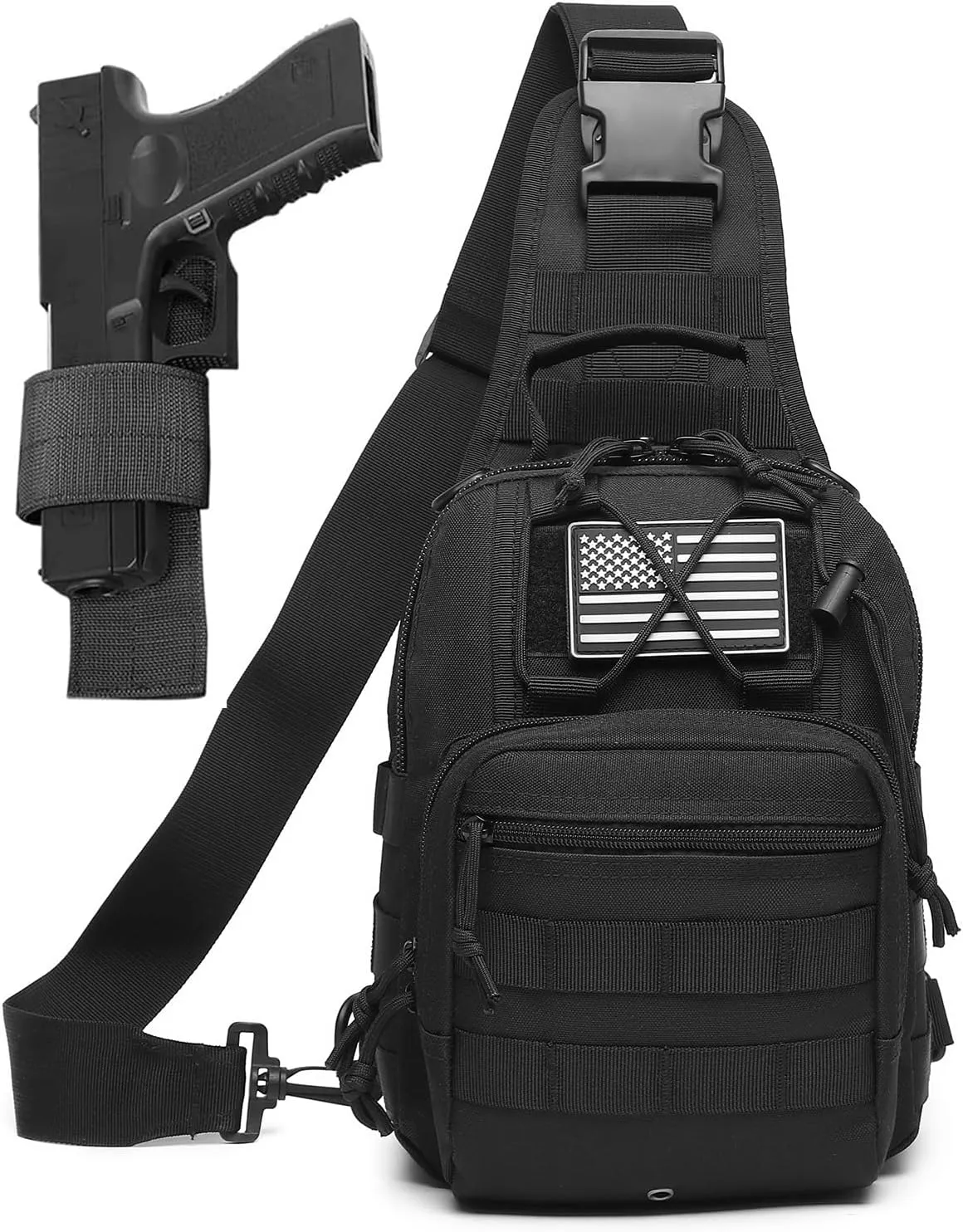 ATBP Small Tactical Sling Bag for Men with Holster Military EDC Shoulder Bag CCW Crossbody Bag 7 Liters