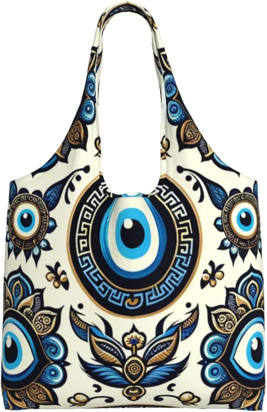 Augenstern Heavy-Duty Turkish-Evil-Eye-Symbol Canvas Tote Bag, Large Capacity Multi-Purpose Single Shoulder Canvas Bag For Shopping And Travel