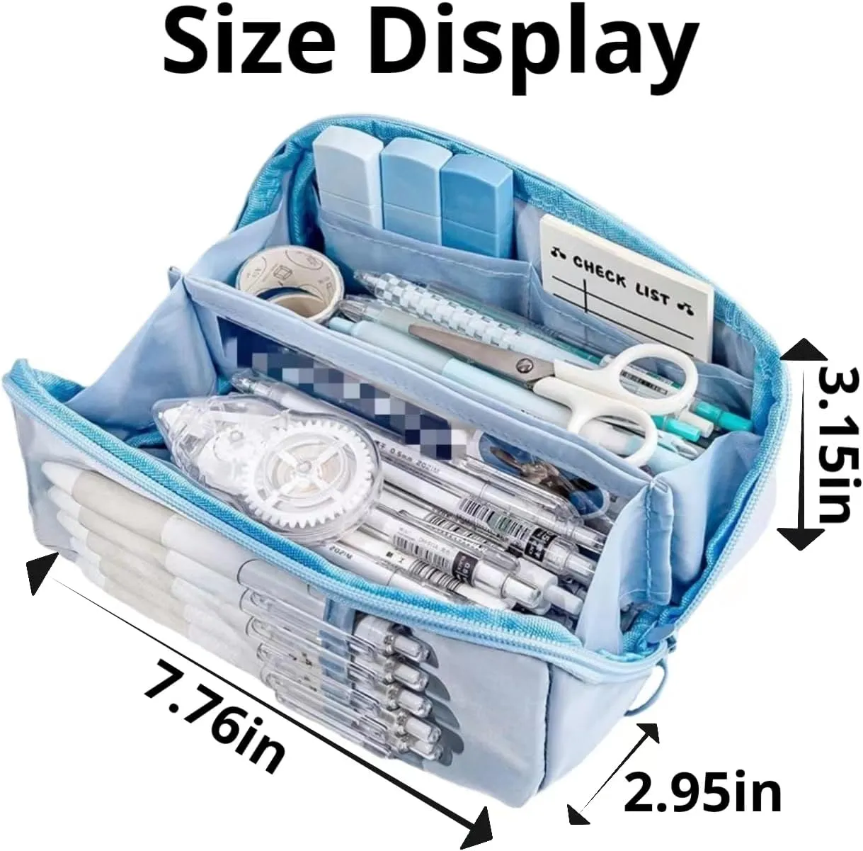 AuraGlor Big Capacity Pencil Case 8 Compartments Large Pencil Pouch Pen Bag Pencil Box Holder Organizer Simple Storage Aesthetic Stationery Cosmetic for Adults Men Women Office Essentials (Blue)