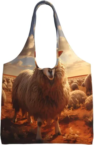 Australian sheep Printed Single Shoulder Commuter Canvas Bag, Grocery Shopping Bag, Daily Use Canvas Bag