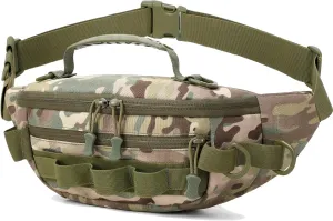 Aventik Fishing Fanny Pack - Portable Waist Bag, Multi-Functional, Lightweight, Waterproof (Green Camo)