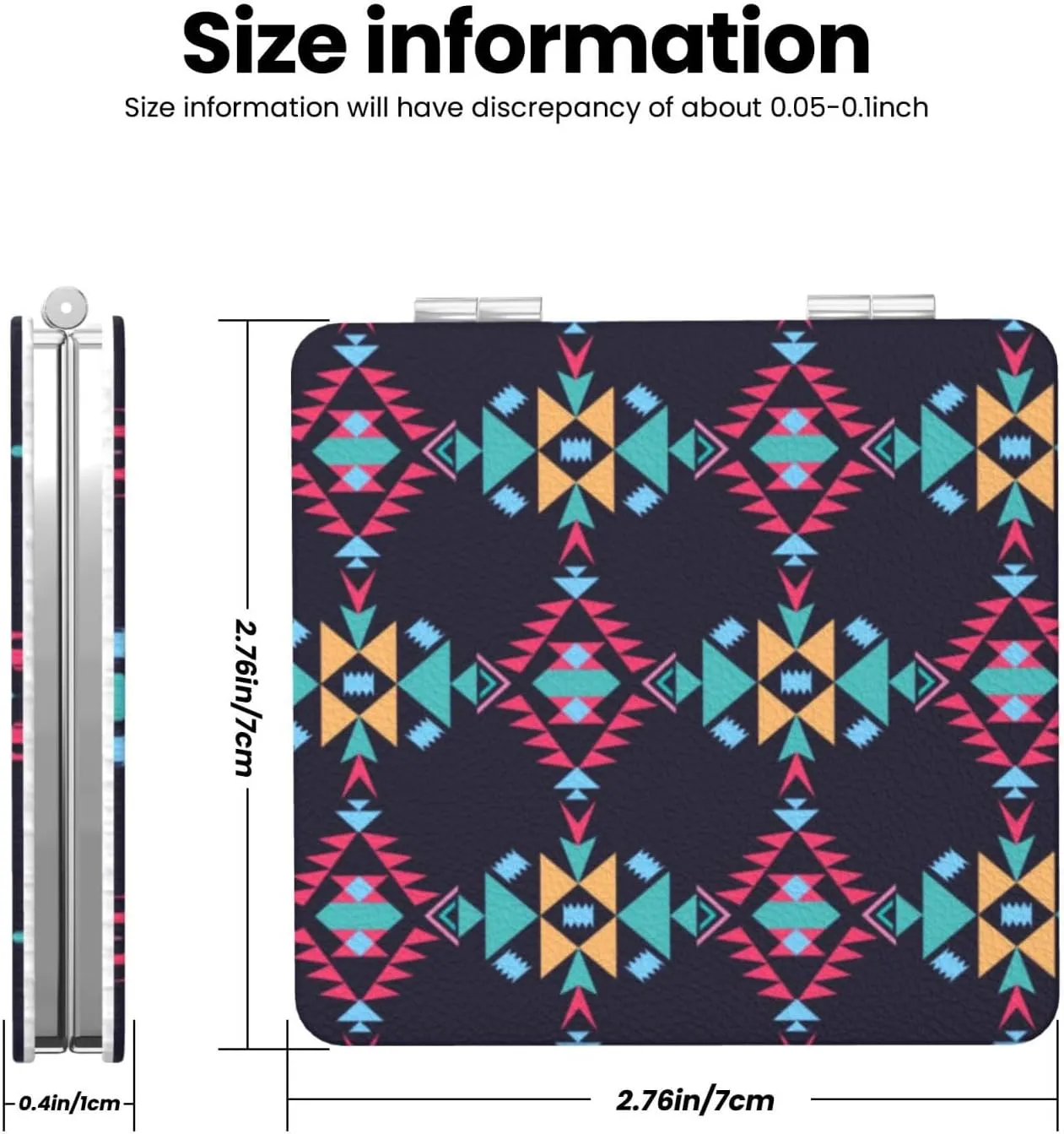 Aztec Navajo Print Small Makeup Mirror Portable Travel Cosmetic Mirror Folding Small Pocket Mirror