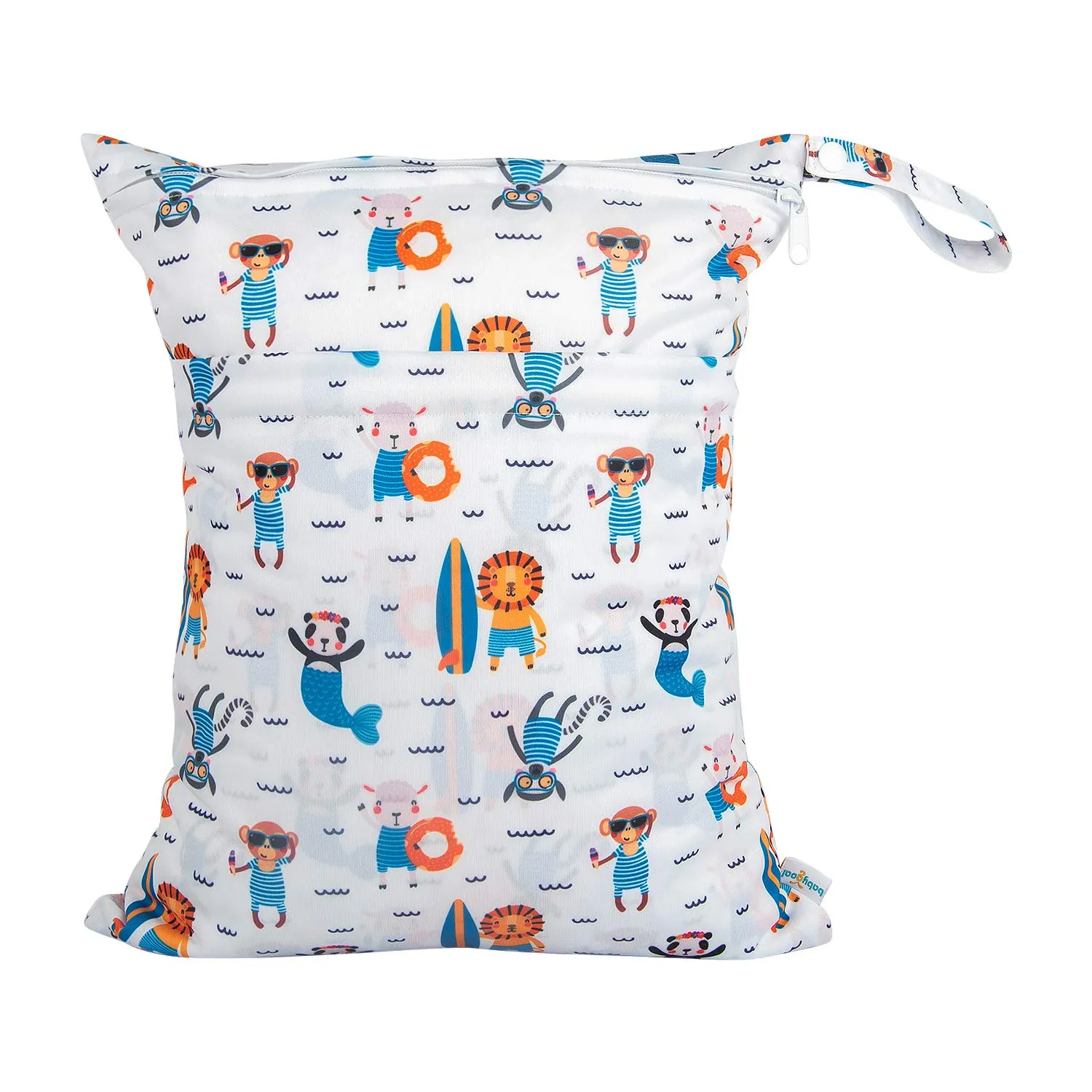 babygoal Wet Dry Bags for Baby Cloth Diapers, Washable Travel Bags, Beach, Pool, Gym Bag for Swimsuits & Wet Clothes with Two Zippered Pockets 3 Pack, 3LN12