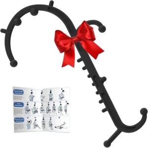 Back and Neck Massager for Pain Relief Deep Tissue, Upgraded Full Body Trigger Point Cane Massage Tools, Massage Stick Pressure Point Hook, Muscle Knot Remover Tool (Black)