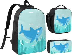 Backpack Lunch Box and Bag 3PCS Large Capacity Travel Backpack Suitable Work Outdoor Sport for Woman Man Gentle Whale
