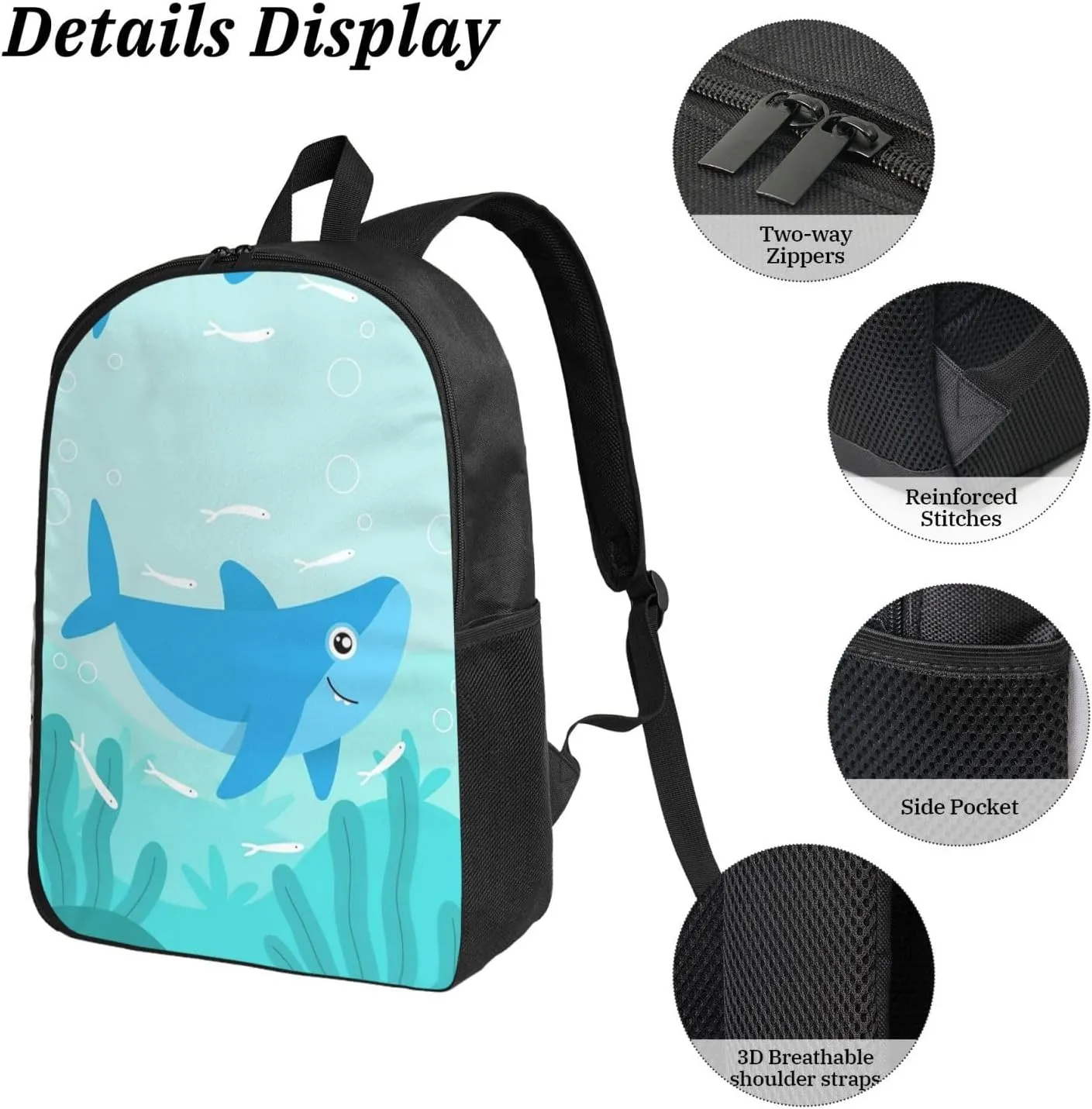Backpack Lunch Box and Bag 3PCS Large Capacity Travel Backpack Suitable Work Outdoor Sport for Woman Man Gentle Whale