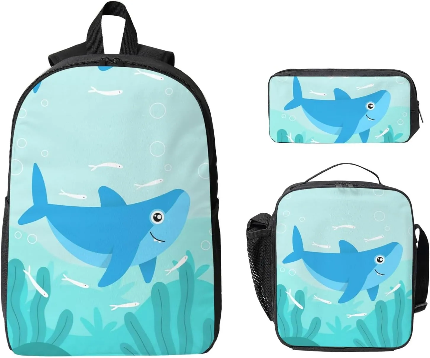Backpack Lunch Box and Bag 3PCS Large Capacity Travel Backpack Suitable Work Outdoor Sport for Woman Man Gentle Whale