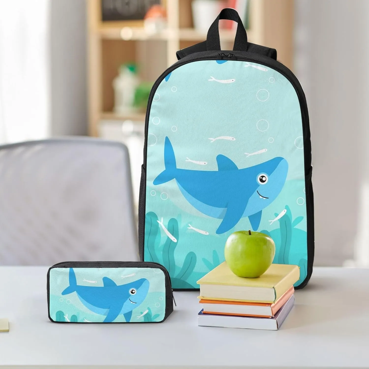 Backpack Lunch Box and Bag 3PCS Large Capacity Travel Backpack Suitable Work Outdoor Sport for Woman Man Gentle Whale