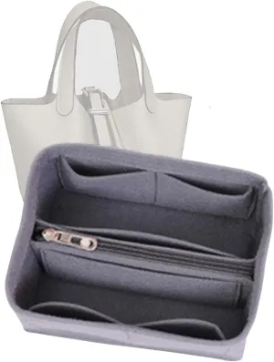 bag organizer insert for picotin bag organizer 18 Bucket Bag Liner Bag Zipper Lid Liner Organizer 1008grey-B-S