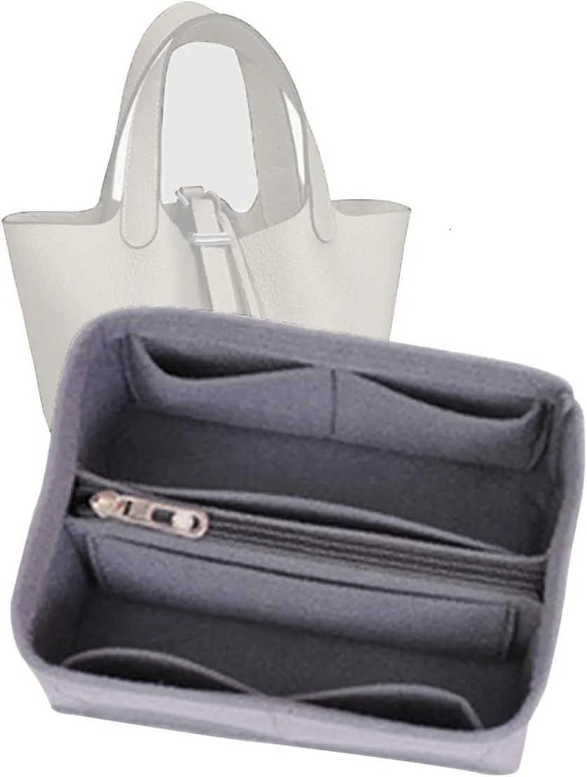 bag organizer insert for picotin bag organizer 18 Bucket Bag Liner Bag Zipper Lid Liner Organizer 1008grey-B-S