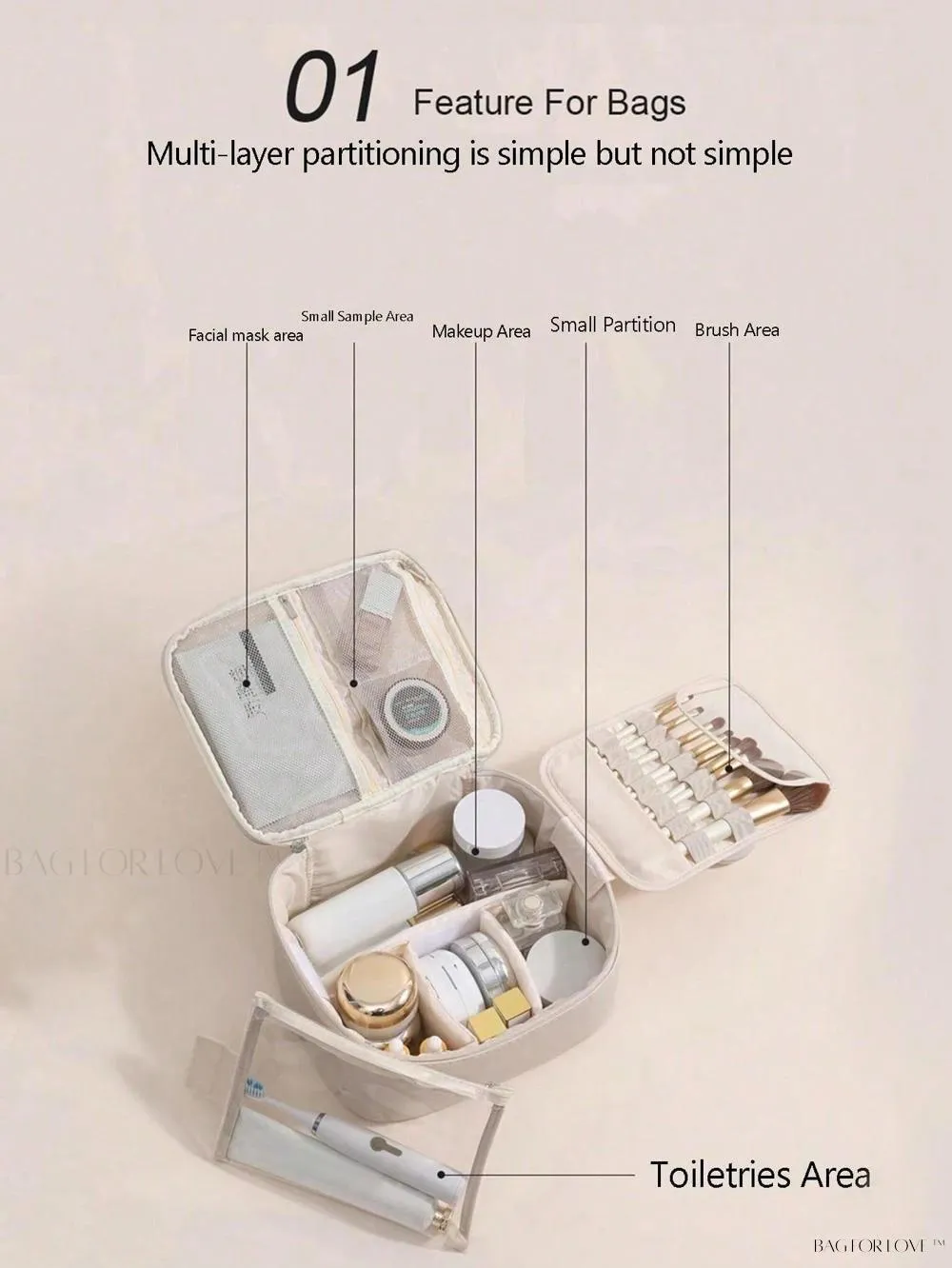 BagForLove - Spacious Cosmetic Organizer for Women's Travel Toiletry Needs