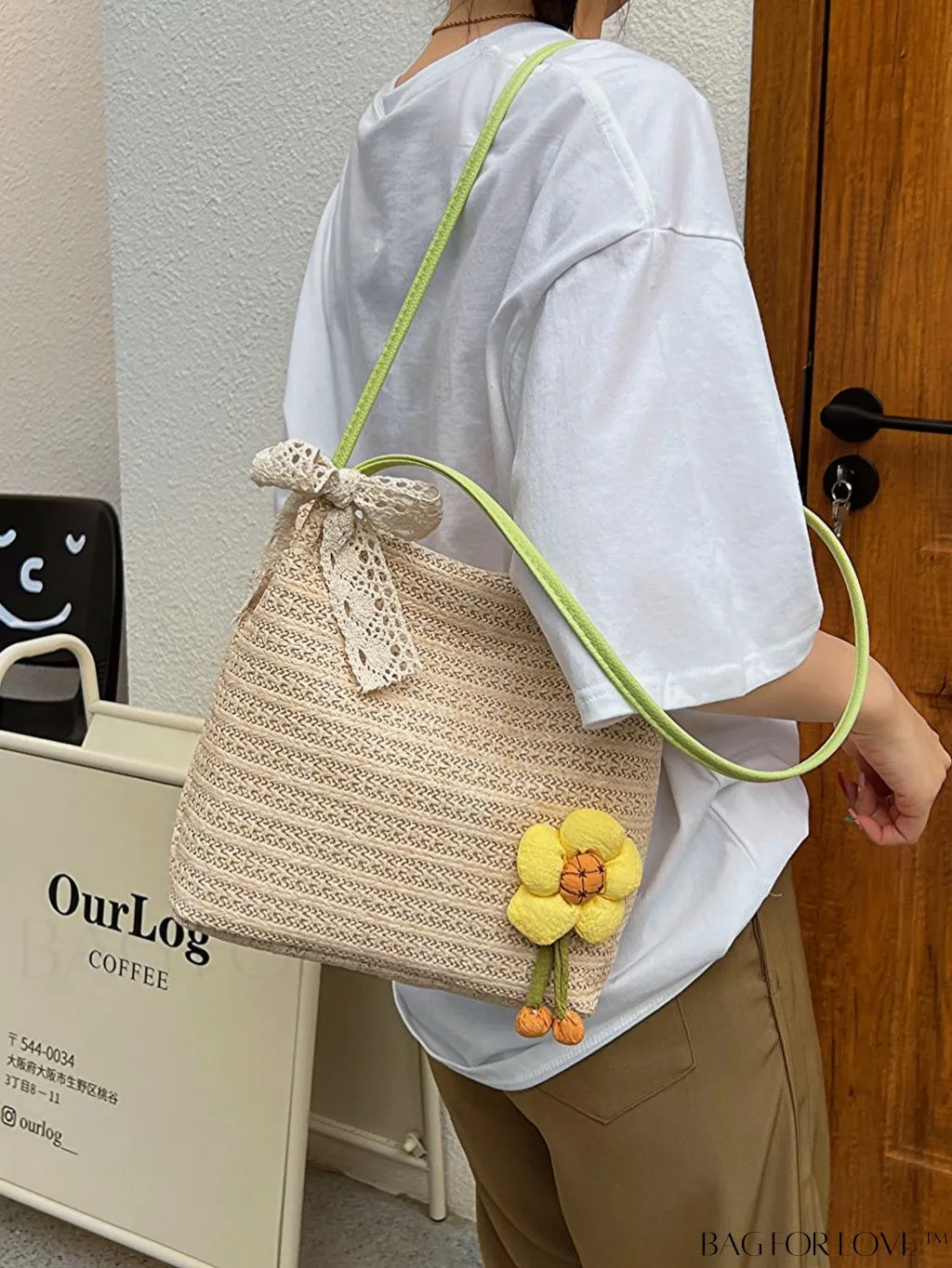 BagForLove - Spacious Straw Shoulder Bag   Twilly Scarf Combo - Perfect for Vacations!