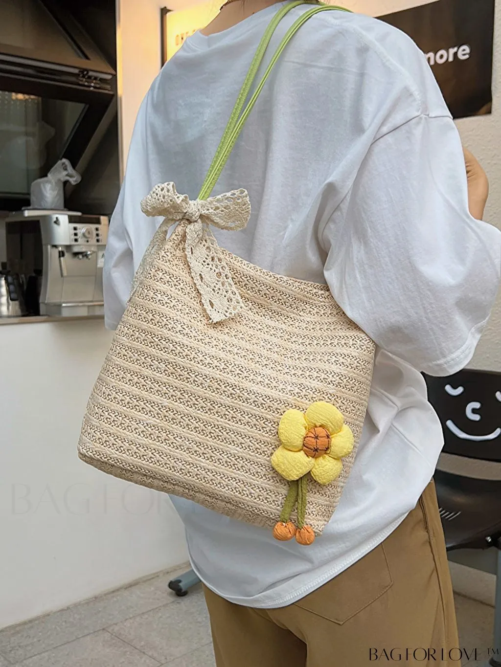 BagForLove - Spacious Straw Shoulder Bag   Twilly Scarf Combo - Perfect for Vacations!