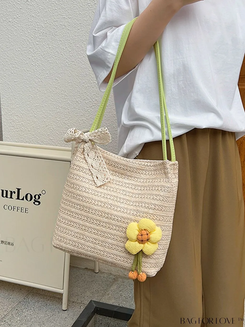 BagForLove - Spacious Straw Shoulder Bag   Twilly Scarf Combo - Perfect for Vacations!