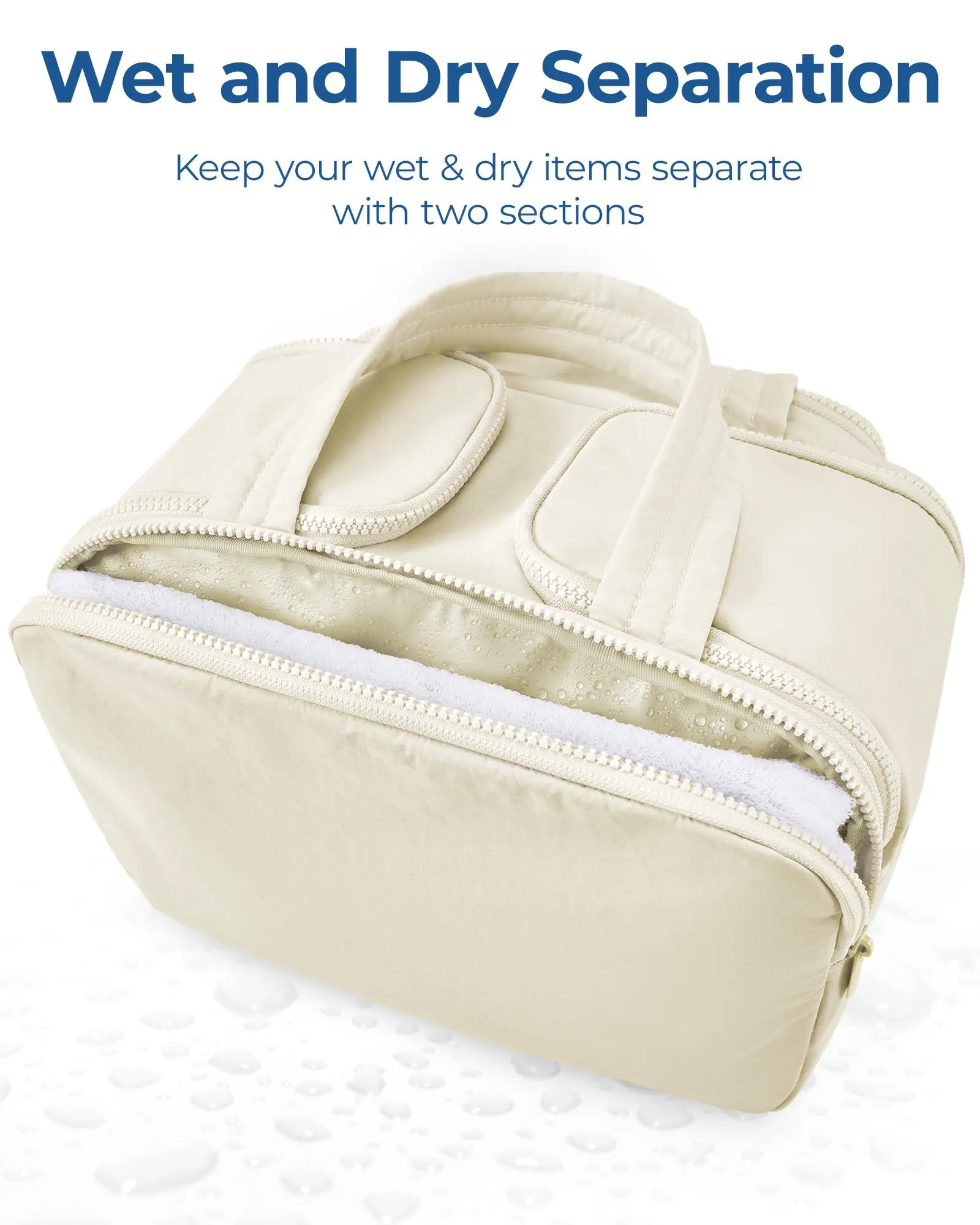 BAGSMART Travel Toiletry Bag, Lightweight Large Wide-open Travel Bag for Women, Puffy Cosmetic Makeup Bag Organizer with Handle for Accessories,Essentials, Toiletries, Grayish Brown