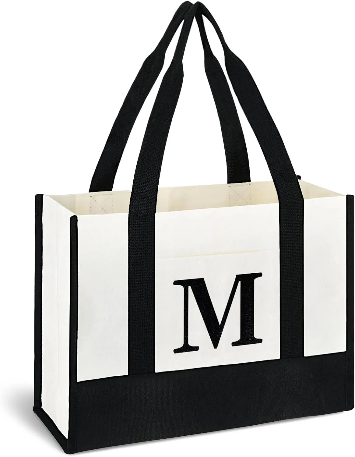 BALEINE Personalized Initial Canvas Tote Bag, ECO Friendly Multipurpose Bags for Women, Gift Bag, Beach Bag