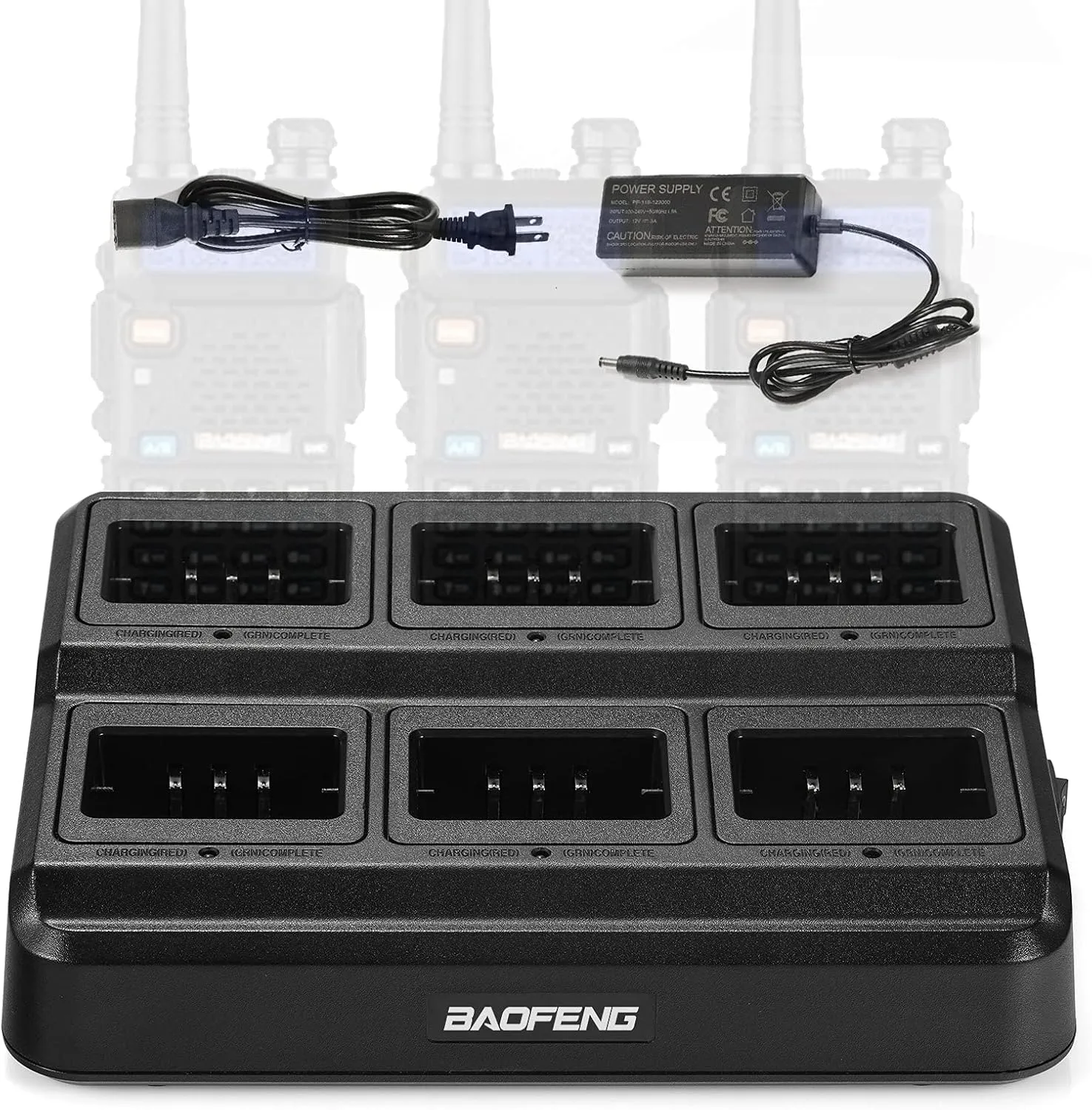 BAOFENG UV-5R Six Way Charger Multi Unit Charger Station for BF-F8HP UV-5R  UV-5RE UV-5RTP UV-5X3 Walkie Talkie and Battery, 1Pack