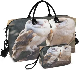 Barn Owls Travel Duffel Bag, Shoulder Weekender Overnight Bags - Large Gym Bag with Wet Pocket