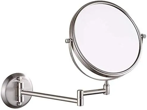 Bathroom Makeup Mirrors,8 Inch Wall Mounted Magnifying Sturdy Double Sided Adjustable Cosmetic Shaving Vanity Extendable,Chrome,3X(Nickel,7X)