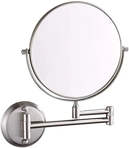 Bathroom Makeup Mirrors,8 Inch Wall Mounted Magnifying Sturdy Double Sided Adjustable Cosmetic Shaving Vanity Extendable,Chrome,3X(Nickel,7X)