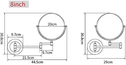 Bathroom Makeup Mirrors,8 Inch Wall Mounted Magnifying Sturdy Double Sided Adjustable Cosmetic Shaving Vanity Extendable,Chrome,3X(Nickel,7X)