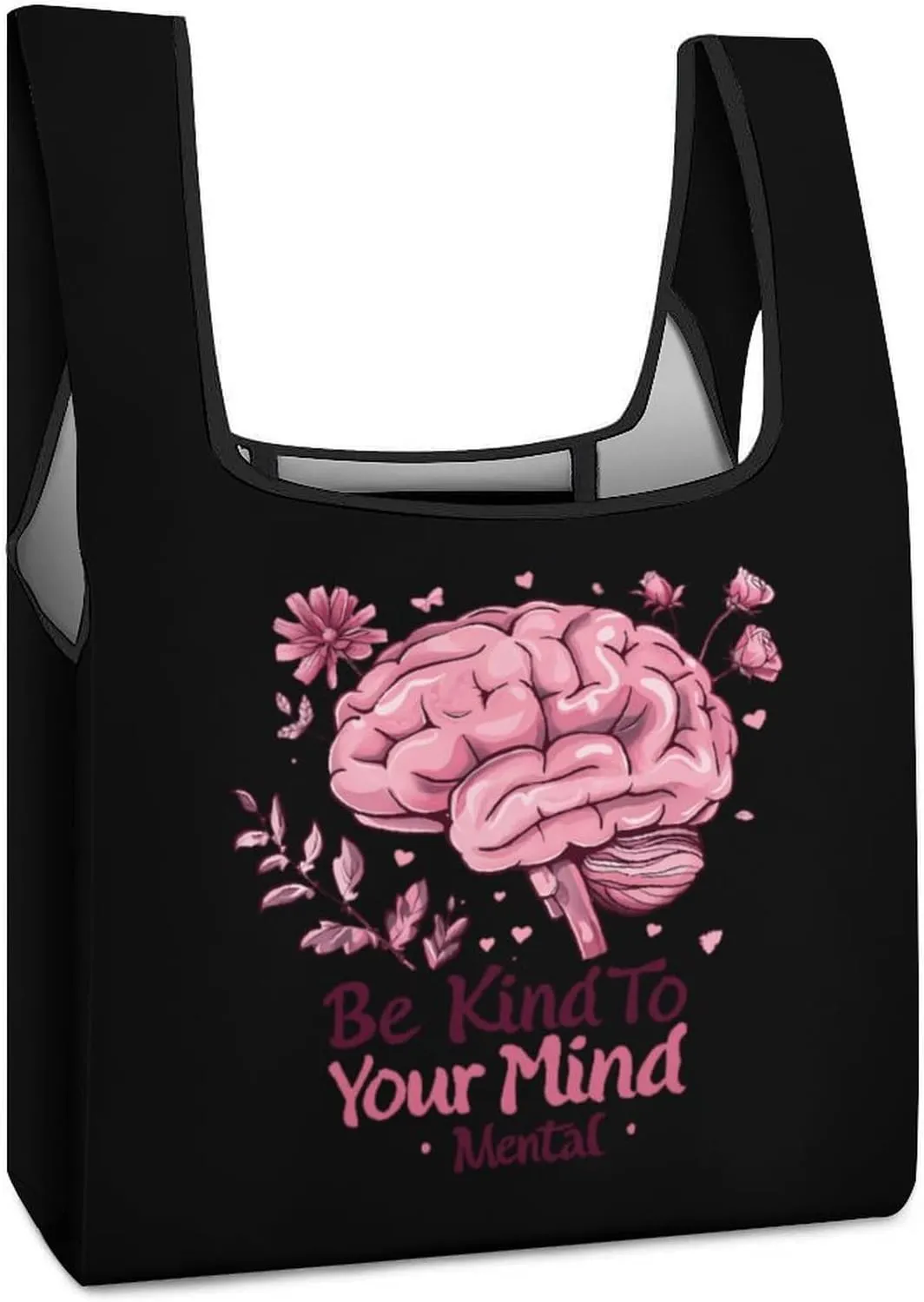 Be Kind To Your Mind Mental Health Matters Awareness Shopping Bag Reusable Grocery Tote Bag Foldable Handbag with Handle for Travel Picnic
