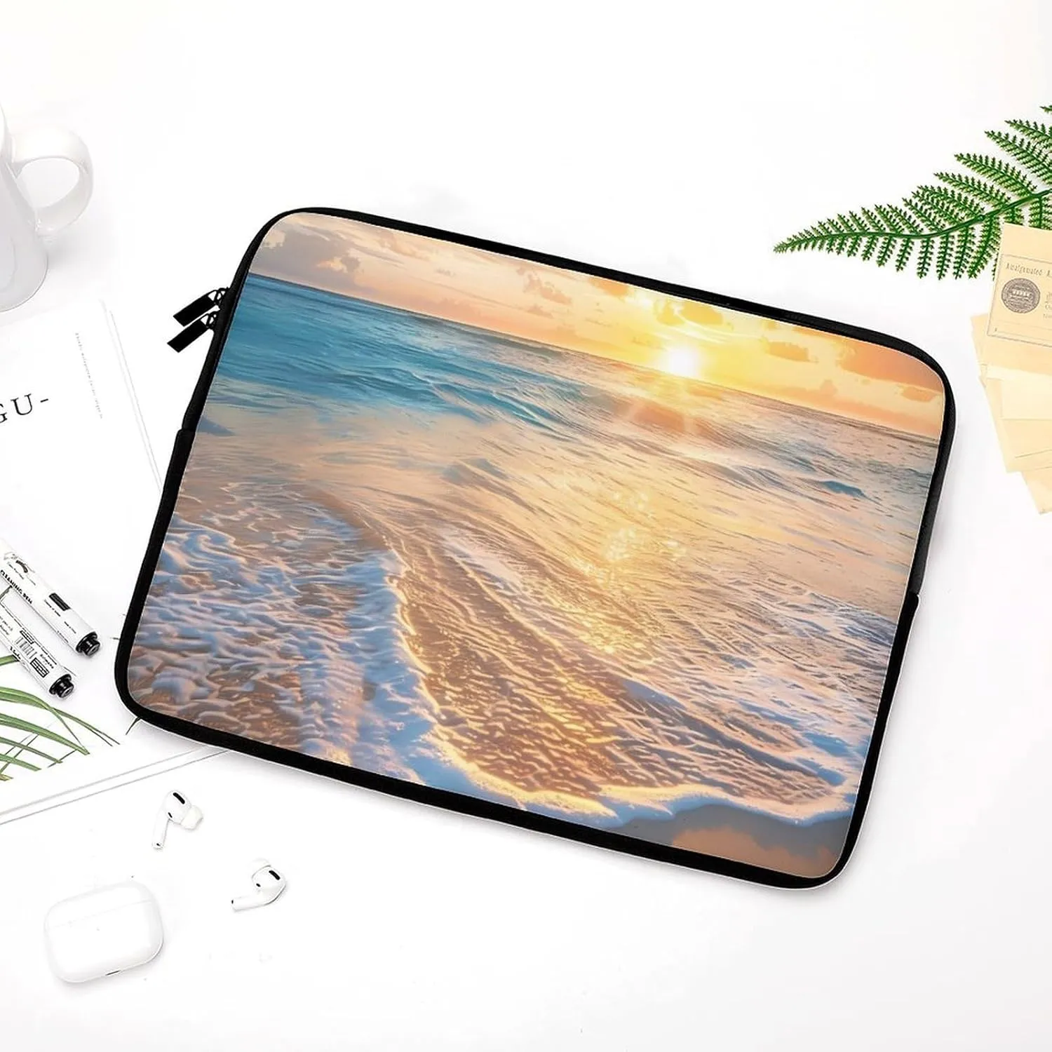 Beach Sea Sunrise Laptop Sleeve Case Computer Handbags Briefcase Carrying Bag for 10/12/13/15/17 Inch Laptops
