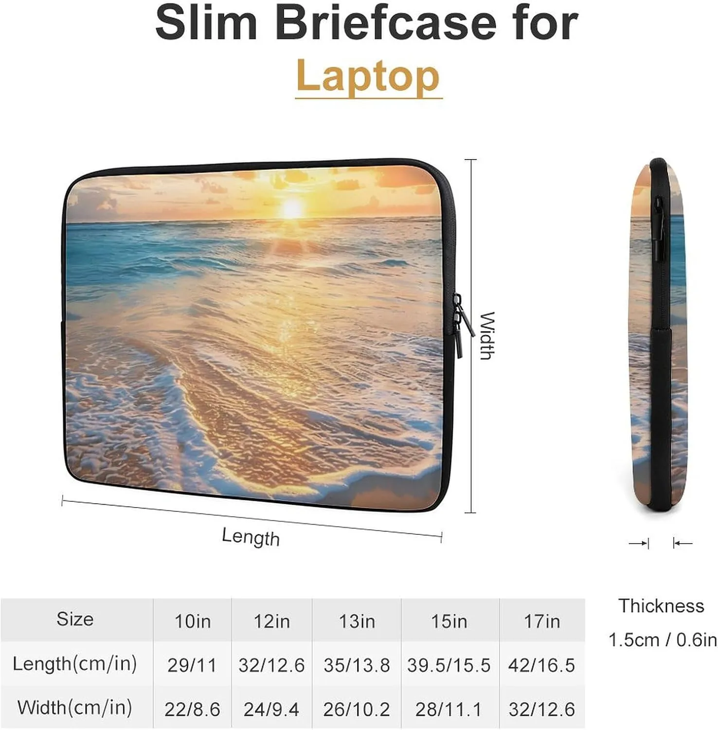 Beach Sea Sunrise Laptop Sleeve Case Computer Handbags Briefcase Carrying Bag for 10/12/13/15/17 Inch Laptops