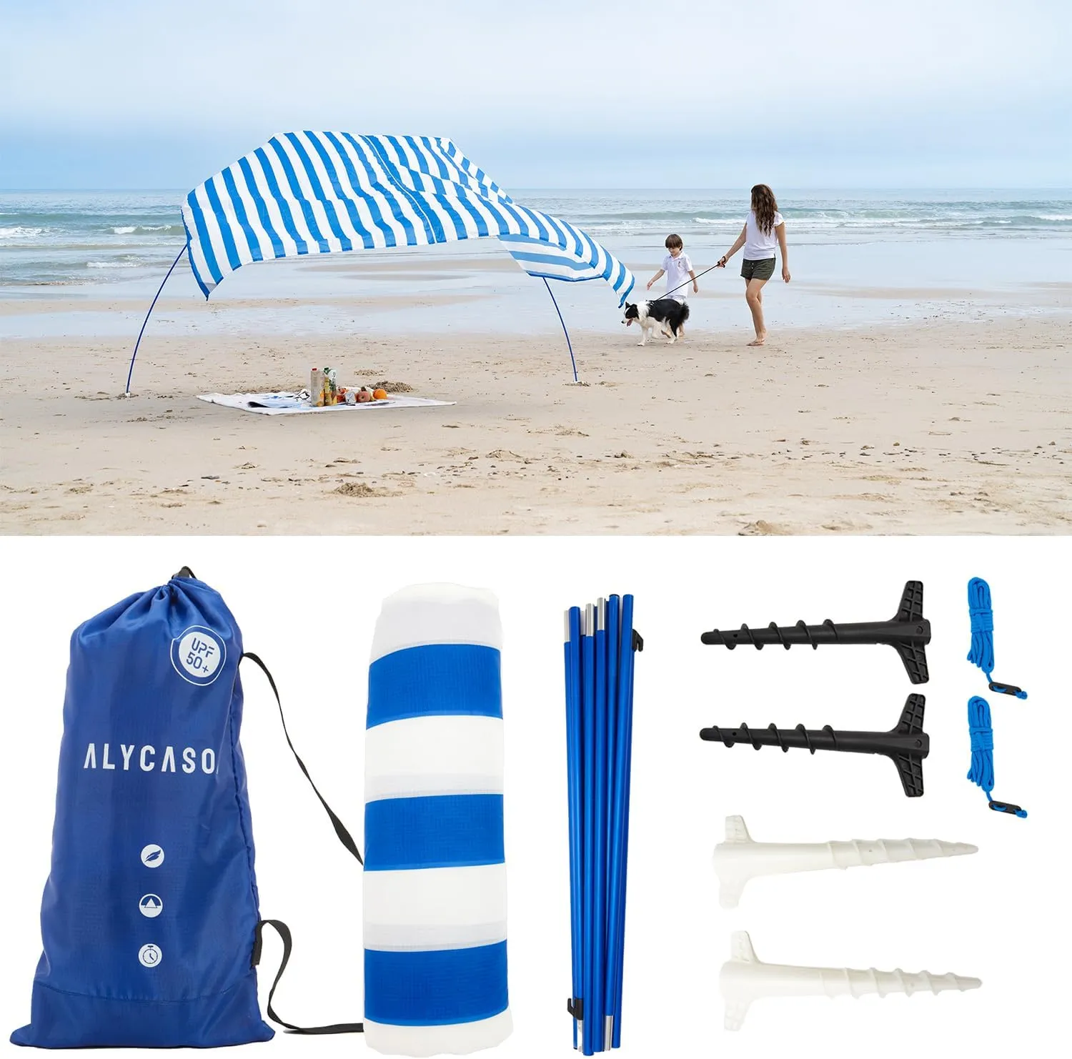 Beach Shade Canopy Sun Tent Shelter, Wind Canopy for Beach, Backyard, Park, Dessert, Light Weight, Easy Set Up, 78 Sq. Ft. of Shade for 1-3 People, Lite Regatta