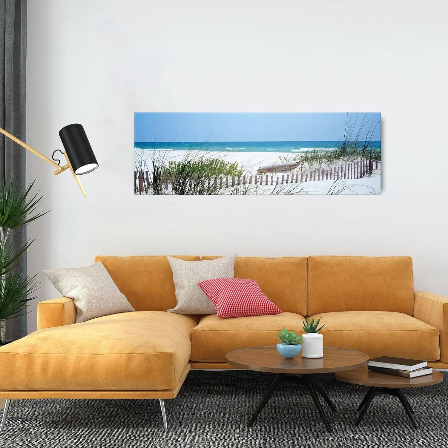 Beach Wall Art Tropical Coastal Wall Decor Blue Ocean Scenery Painting Nature Seaside Landscape Prints Horizontal White Beach Seascape Modern Artwork for Living Room Bedroom Home Decorations 14x48"