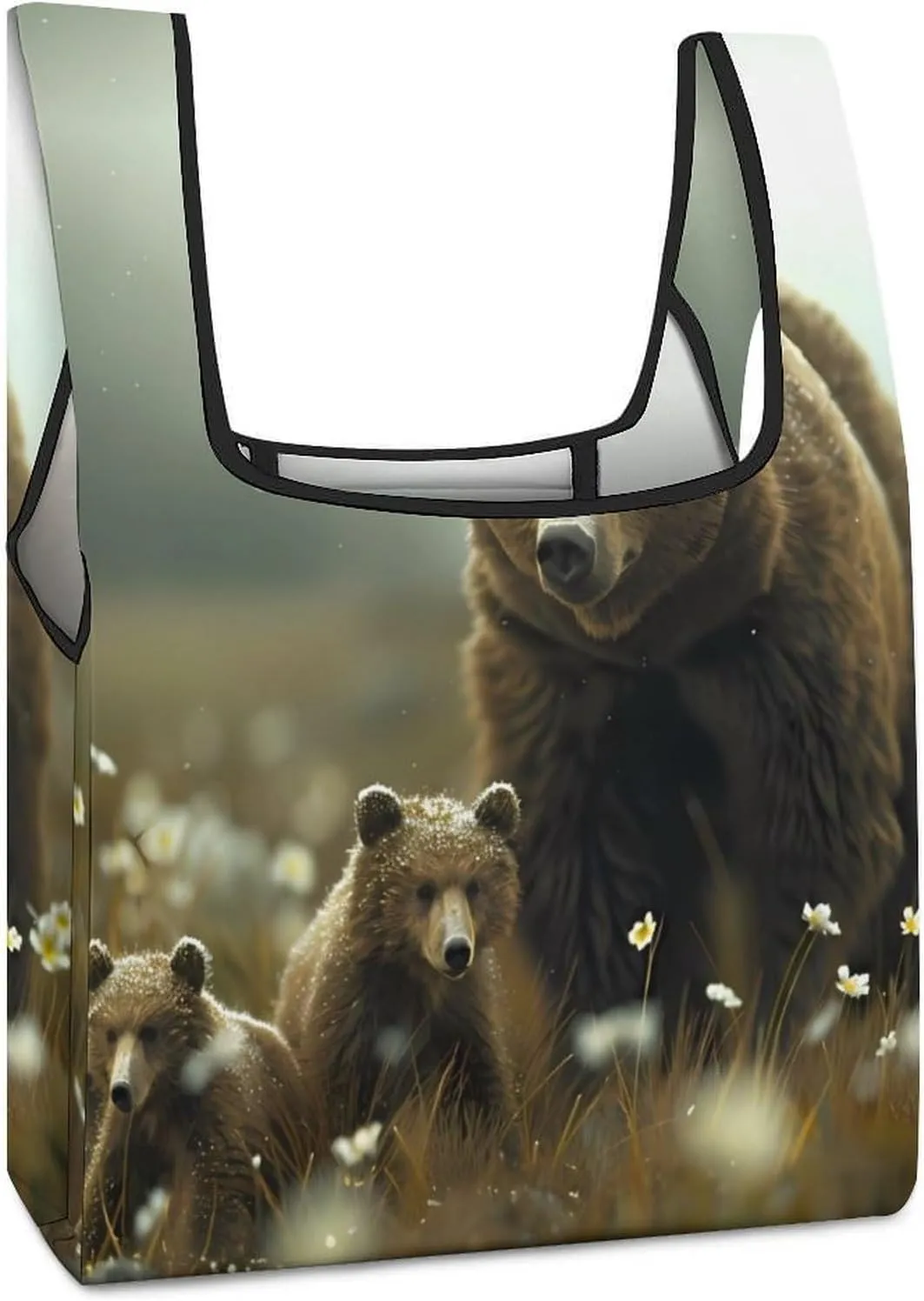 Bear Sow Near Moraine Creek Katmais National Park Grocery Shopping Bags Foldable Tote Bags Casual Handbags Purses Work Bag for Women