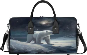 Bear Travel Duffle Bag for Women Men Foldable Waterproof Weekender Bag Carry on Tote for Overnight Sports Gym Polar Bear