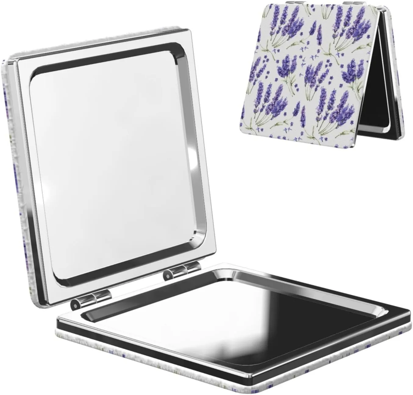Beautiful Lavender Flowers Women Mini Cosmetic Mirror Folding Portable Pocket Makeup Mirror