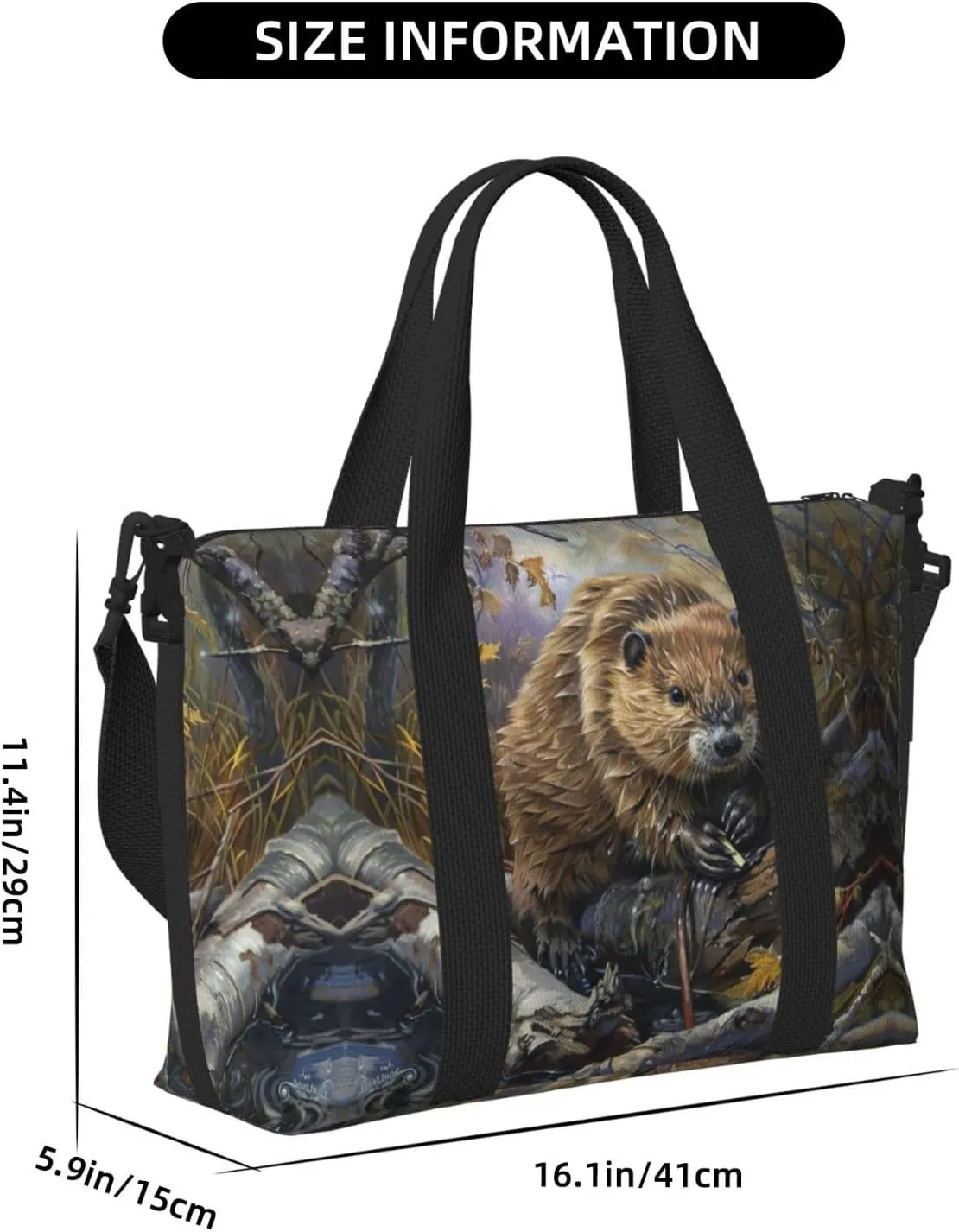 Beaver Working Small Duffel Bag Foldable Travel Bag Weekender Bag Overnight Gym Hospital Bags For Women&Men