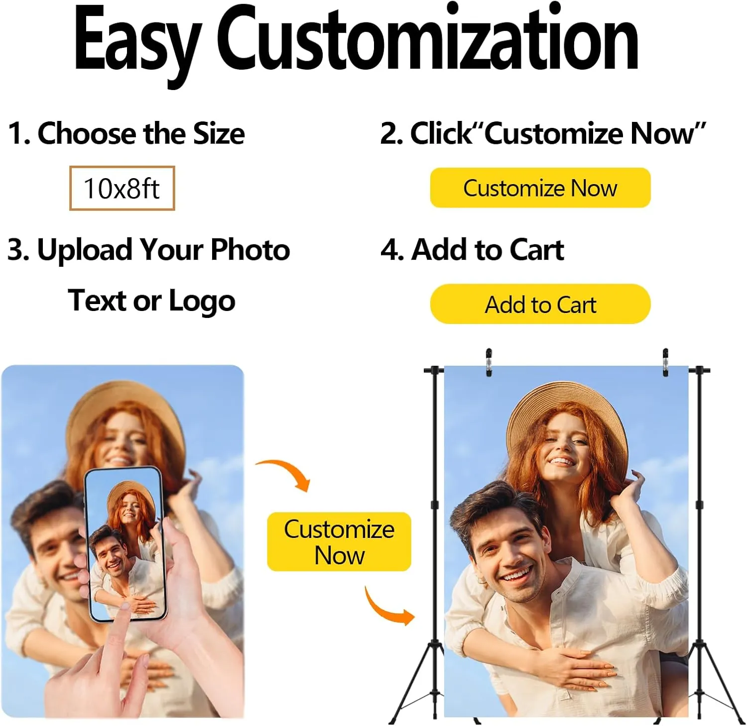 BELECO 7x5ft Fabric Custom Backdrop Image Customized Backdrop with Picture Logo Text Customize Your Design Personalized Background Banner Home Office Art Tapestry Wall Hanging Decor Photo Prop
