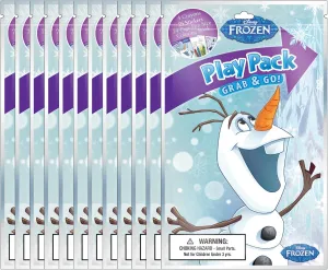 Bendon Frozen Olaf Grab & Go Play Packs, 12-Pack, Includes 4 Crayons, 1 Sticker Sheet, 24-Page Mini Fun Size Coloring Book
