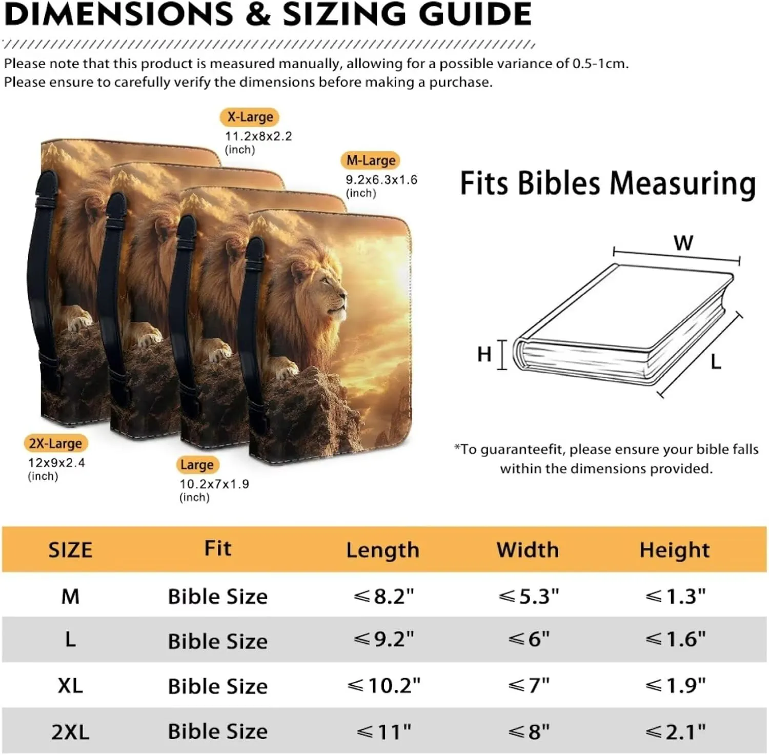Bible Case for Girls Portable Handbag Bookmark with Handle and Zipper for Bible Study Commuter Pray Activity Business Briefcase Bible Bag for Friends,Lion Print