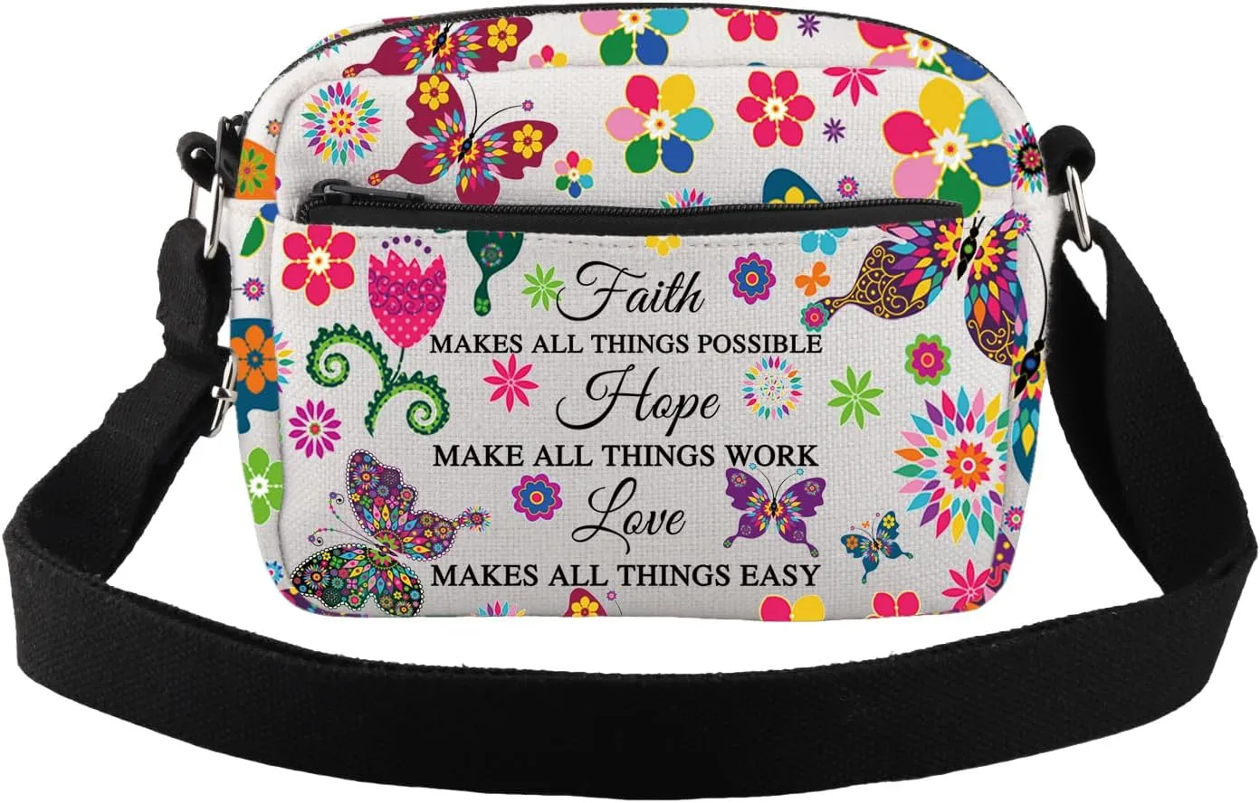 Bible Verse Gift Christian Crossbody Bag Religious Gifts for Women Christian Spiritual Gift Faith Hope Love Shoulder Bag