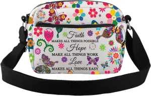 Bible Verse Gift Christian Crossbody Bag Religious Gifts for Women Christian Spiritual Gift Faith Hope Love Shoulder Bag