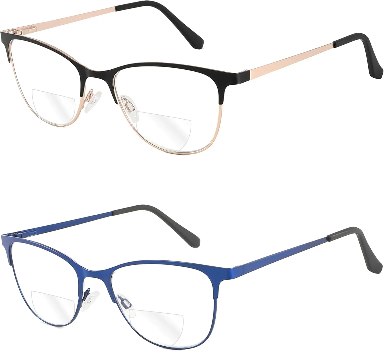 Bifocal Reading Glasses Women,Fashion Clear Top Cheaters Oversized Readers,Stylish Cat Eye Wide Ladies Eyeglasses