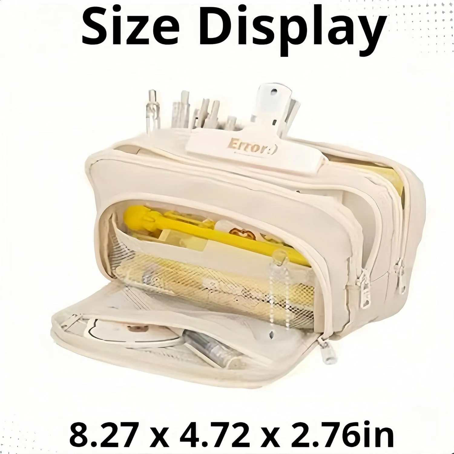 Big Capacity Pencil Case 3 Compartments Large Pencil Pouch Pen Bag Pencil Box Holder Organizer Simple Storage Aesthetic Stationery Cosmetic for Adults Men Women Office Essentials (Light Blue)