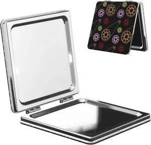 Bike Mechanic Pattern Small Makeup Mirror Portable Travel Cosmetic Mirror Folding Small Pocket Mirror