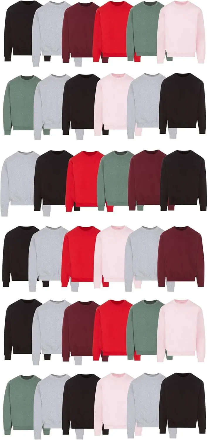 BILLIONHATS 36 Pack Mens Adult Crewneck Fleece Lined Pullover Sweatshirt Bulk, Men Sweatshirts, Homeless Shelter Donation