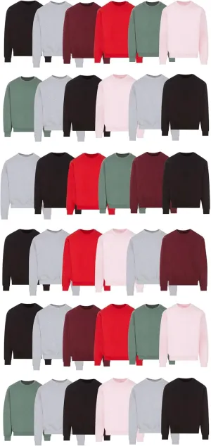 BILLIONHATS 36 Pack Mens Adult Crewneck Fleece Lined Pullover Sweatshirt Bulk, Men Sweatshirts, Homeless Shelter Donation