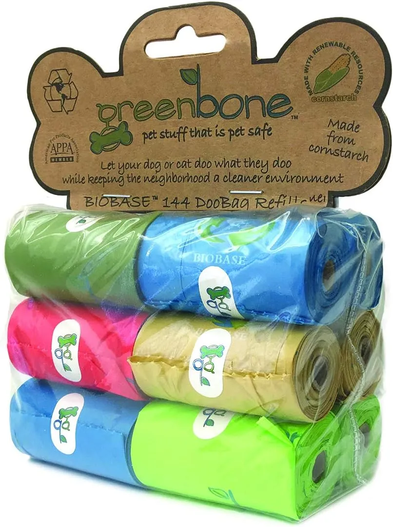 BioBase Pet Poop Bags - 12 Rolls, 144 Bags - 13 Inch x 9 Inch