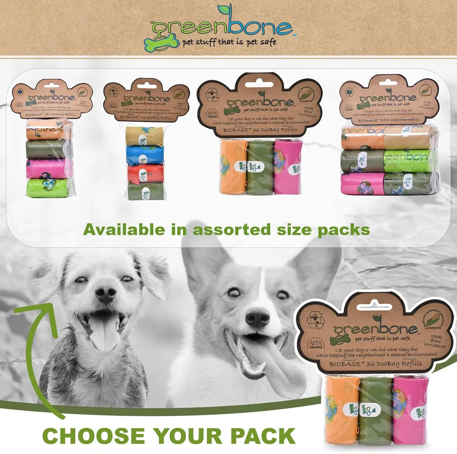 BioBase Pet Poop Bags - 12 Rolls, 144 Bags - 13 Inch x 9 Inch