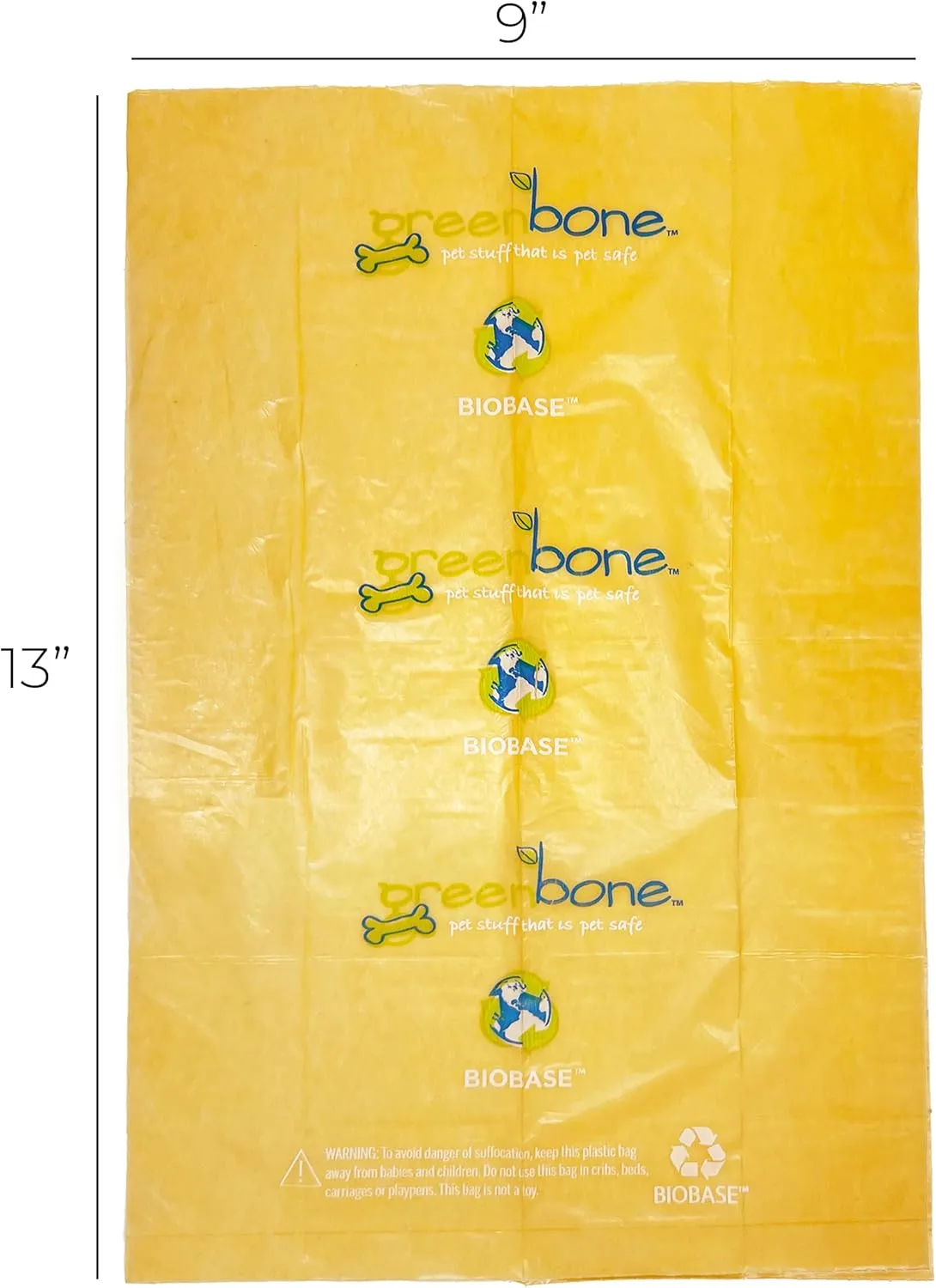 BioBase Pet Poop Bags - 12 Rolls, 144 Bags - 13 Inch x 9 Inch