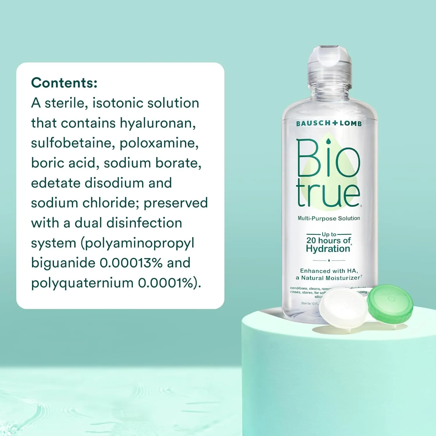 Biotrue Contact Lens Solution, Multi-Purpose Solution for Soft Contact Lenses, Lens Case Included, 10 FL OZ (Pack of 2)