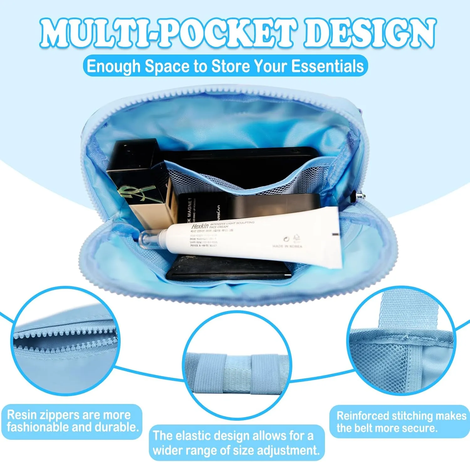Birthday Gifts for 4 5 6 7 8 9 10 11 12 13 Year Old Girls, Crossbody Bags Fanny Pack with Initial Letter Patch Cute Stuff for Women Girls Teens (A, Blue)