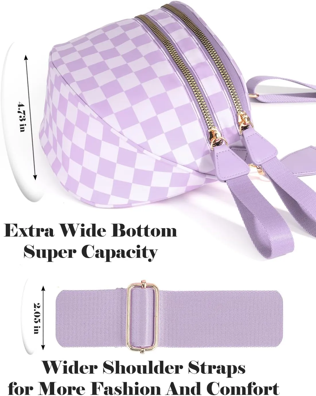 Black and White Checkered Crossbody Bag Bum Bag for Women,Spacious Checkered Purse Fanny Packs Belt Bag